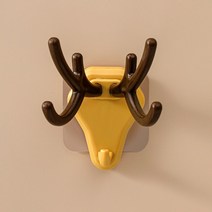 크리 에이 티브 벽 교수형 후크 사슴 머리 Antlers 교수형 옷 모자 스카프 키 사슴 뿔 옷걸이 랙 홈 벽 장식, YELLOW