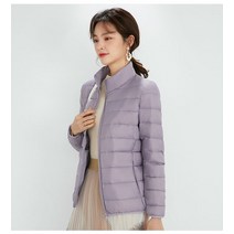 여성용 울트라 라이트 90% 화이트 덕 다운 재킷 긴 소매 파카 소프트 패브릭 짧은 탑 코트 윈드브, 09 라벤더