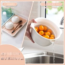 주방 더블 워터 컵 드레인 랙 주방 그릇 젓가락 보관 바구니 가정용 플라스틱 과일 트레이 스폰지 랙, 대형 핑크 오렌지 큰 빛 회색 배수 바구니