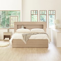 레이 3단 멀티 서랍형 LED 침대 매트리스 세트 싱글 슈퍼싱글 더블 퀸, 9존독립 화이트(CL볼라텍스), 레이 3단 서랍형 (오크) 더블