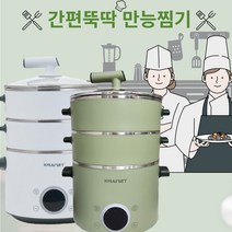 클란츠 3단 멀티 찜기 만능 스텐 전기 쿠커 37.9cm 1개 (당일배송), 간편뚝딱 3단찜기(화이트)