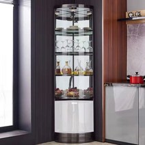 술유리장식장 술장식장 술진열함 캐비닛 부채꼴 럭셔리 아크 주방 유리, 복장을 갖추다, 블랙티타늄+화이트캐비닛+유리문+램프