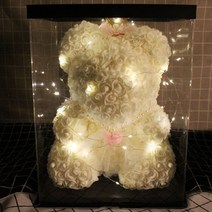 결혼기념일 1주년 선물 곰돌이꽃 장미 곰돌이 a07, 단일사이즈, 40cmPE 고유의 화이트 클래식 선물 상자
