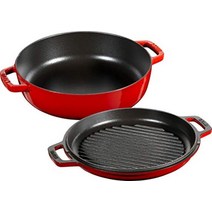 staub 스토우 [스키야키 & 그릴 체리 26cm] 양손 주물 법랑 냄비 전골 냄비