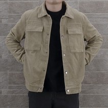 남자 코듀로이 트러커 크롭 숏자켓 간절기 베이지 갈색 아우터