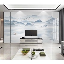 멍석 수묵 산수화 뉴차이나스타일 TV배경벽 벽지 벽화 3d XXXXX초기화 거실 부직포 촬영 벽그림, T22-16D슈퍼 입체 크리스탈조각 실크 천.