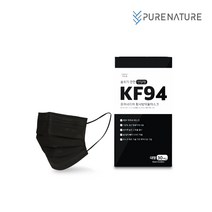 퓨어네이처 덴탈형 KF94 피부 저자극 블랙 마스크 대형, 30개입, 1개