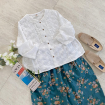 미라클세븐 M7 여성 롱슬리브 빅사이즈 크로쉐 블라우스