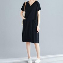 깔끔 무지 심플 슬림 브이넥 데일리룩 여성 원피스