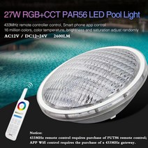 27w rgb +cct par56 led 풀 라이트 ac12vdc12v 24v 스마트 방수 수중 램프 ip68 rfapp 제어 필요 433mhz rfgateway, RGB CCTV