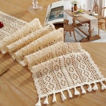 라이프랩 레이스 테이블 러너 뜨개 식탁보 예쁜 프렌치 고급 6인 식탁보 장식장 콘솔 러너 덮개 프로180CM
