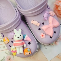DORAN 핑크 리본 토끼 공주 대형 3D 신발악세사리 파츠 크록스 호환 SET (11pcs)