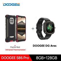 doogee s86 pro 스마트 폰 8gb 128gb 적외선 온도계 휴대 전화 s86, 루 버전, dg ares-r 추가