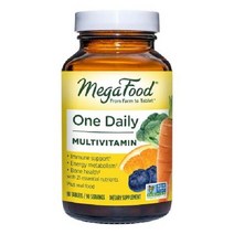 이지몰 MegaFood One Daily 종합비타민 - 여성과 남성을 위한 리얼 푸드 함유 면역 지원 보충제 비타민 C B 뼈 건강 에너지 대사 채식주의자 유전자 변형 성분 무함, 표준 포장, 90개 (1팩)