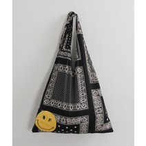 GRER UNI페이즐리 반다나 화이트클립 도트스마일 에코백_블랙 YE