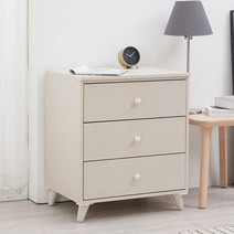 바이올렛퍼니쳐 다용도 낮은 미니 서랍장 책상 옆 사이드 협탁 3단 600, 아이보리