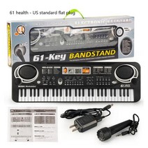 61 키 어린이 전자 키보드 피아노 마이크 악기 USB 디지털 전기 오르간 선물 장난감, 04 US with box