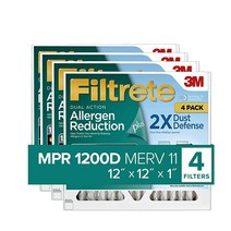 Filtrete 30.5x30.5x2.5cm(12x12x1인치) 에어 필터 유발 물질 감소 및 먼지 4팩 퍼니스 필터(정확한 치수 29.8x29.8x2.5cm(11.81x