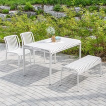 립스 1200 테이블 벤치 1개 리사 2개 4인 세트 카페, 화이트