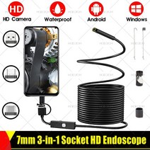 차량 블랙박스 채널 1 2 후방 카메라7mm HD 내시경 카메라 OTG 마이크로 USB 타입-c 방수 자동차 검사 소프, 04 5m_01 Soft Cable