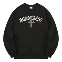 KAN6312 KMB0162 레터링 크로스갓 기모 맨투맨 블랙