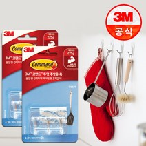 3M 코맨드 투명 주방용 훅 x2개(3입) 국자걸이/벽걸이, 단품, 단품
