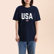 더팀 USA 남여공용 빅사이즈 20수 반팔 프린트 티셔츠