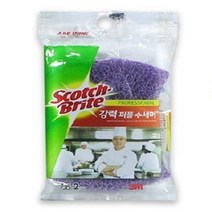 3M 2개 퍼플 수세미 스카치브라이트 스텐냄비 탄냄비 설거지 까칠한 텀블러 스테인레스, 기본, 기본