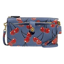 Coach Noa 팝업 메신저 체리 프린트 블루 레드 가죽 가방 신제품 블루.
