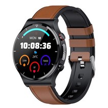 2022 새로운 스마트 워치 E88 남자 온도 모니터 ECG PPG 스포츠 피트니스 트래커 무선 충전기 MAX4 Smartwa, 03 Brown leather
