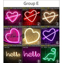 도매 72 스타일 Led 네온 불빛 화려한 무지개 사인 룸 홈 파티 웨딩 장식 크리스마스 선물 램프, Group E, NO. 8