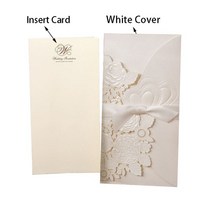 초대장 카드 510Pcs 레이저 컷 결혼식 초대장 카드 사랑 심장 리본 신부 샤워 웨딩 파티 용품과 인사말 사, 02 White cover insert_02 10pcs