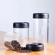 타임모어 유리용기 진공유리 밀폐용기 과자 티 커피콩수납용기 주방수납 유리용기 뚜껑, 1200ml 블랙
