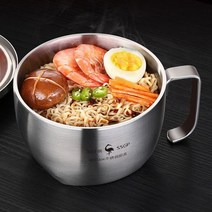KW 이중진공 고급 스텐 면 그릇 라면 냉면 우동 국물 밥 보온, 손잡이그릇