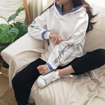 사계절 투톤 레터링 기모 루즈핏 후드 티셔츠
