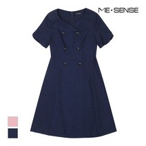 [미센스] 더블 버튼 카라 반팔 벨티드 원피스_MB15OPP105A