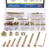Glarks 128피스 M6x20/30/40/50/60/70/80mm 아기 침대 나사 볼트 키트 육각 소켓 헤드 캡 배럴 너트 스레드 인서트 T너트 플랜지 및 앨런 렌치 포함 US