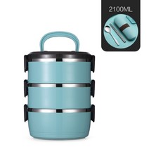 보온도시락 휴대용 학교 leakproof thermal lunch box for 피크닉, 3층 블루