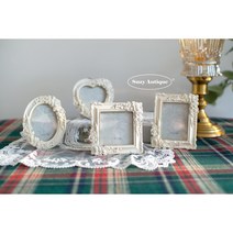 프렌치 로즈 화이트 앤틱 미니 사진액자 4종 벽걸이겸용 증명사진 포토카드 액자, 1:1오더 상품으로 변심 취소 절대불가합니다., 직사각