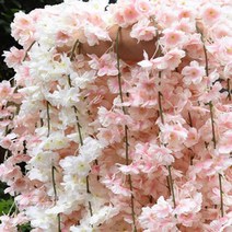 [만백성의 만물상] 인공 웨딩 파티 장식 천장 조화 롱사이즈 행잉 실크플라워 인테리어 벚꽃 등나무, 핑크