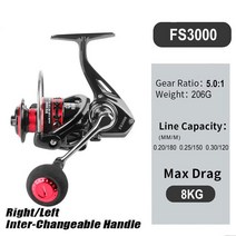 FS2000-7000 5.01 기어비 낚시 릴 저항 8KG Max Drag 해수 고속 스피닝 농어 잉어 Pesca 액세서리, [02] FS3000