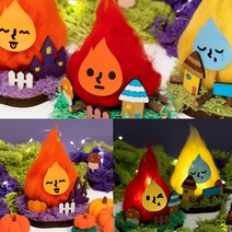 민화샵 MDF 모닥불 만들기 DIY 만들기키트 인테리어 소품 불멍, 민화 MDF 모닥불_주황 불꽃