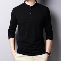 [2종]솔리드 차이나카라 긴팔티셔츠 패치포인트 라인프린트 차이나카라 긴팔티셔츠 (YW-162/YW-163)