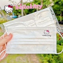 산리오 마스크 포차코 일회용 449315 Kawaii Sanrio-헬로 키티 카툰 프린트 마스크 귀여운 어린이 성인 3 겹 보호 개별 포장 50 개입, 50pcs, Kitty