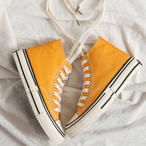 QJT796473여성 노랑 발목 하이 스니커즈 캔버스 스타일 선물