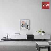 GVEN 지벤 뉴 노르마니 콘센트 유리도어 거실장 GL, 블랙, 블랙월넛