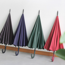 특이한 도트 지팡이 장대 자동 우산 레드 블루 블랙