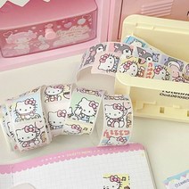 산리오 콜렉트북 카와이 산리오스 스티커 헬로 키티 쿠로미 시나모롤 Diy 핸드 저널 장난감 앨범, [01] 200 stickersroll, [01] hello kitty