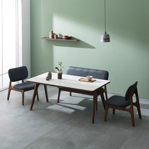 [5만원 추가할인중]장인가구 칸토르 와이드 세라믹 패밀리 4인 낮은 식탁세트 벤치형, 월넛