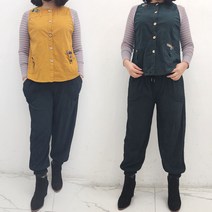 엄마옷 숏조끼 린넨마 베스트 숙녀복 꽃무늬 자연옷 간절기룩